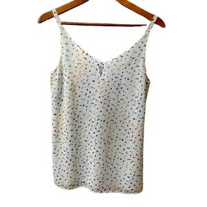 Cabi Women's Tank Top Blouse White w/ Blue Pink Purple Confetti Size XS